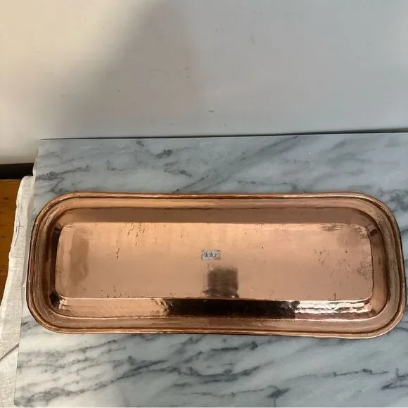 Copper Vanity Tray floral embossed hammered design
